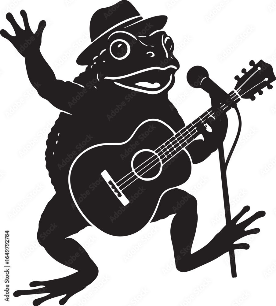 Fototapeta premium Joyful american toad singing and dancing in a whimsical silhouette