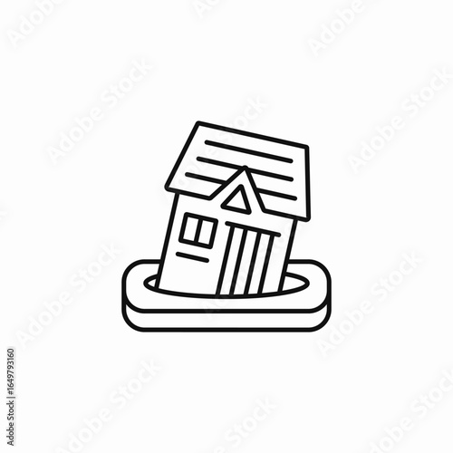 sinking house disaster icon sign vector