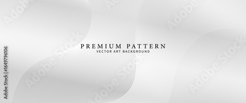 Premium background design with white line pattern and light gray background. Abstract white horizontal vector template for cover design, business banner, brochure, prestigious voucher, luxe invite.