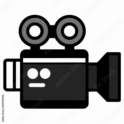 Vintage film camera silhouette isolated on white background