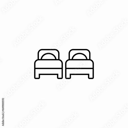 two separate beds icon sign vector