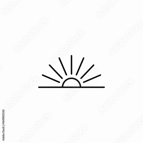sunrise with many rays icon sign vector
