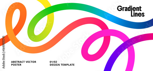 Abstract Gradient Color Shapes Pattern. Background with Wave Rainbow Ribbons. Vector Color Lines with Gradient. Geometric Shapes Graphic Design Element