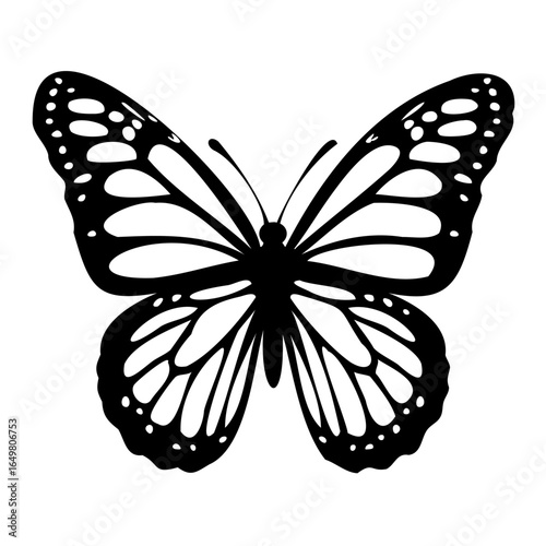 Butterfly silhouette isolated on a white background. Vector illustration.