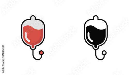 Two Medical Intravenous Drip Illustrations Depicting Blood Transfusion and Healthcare Solutions