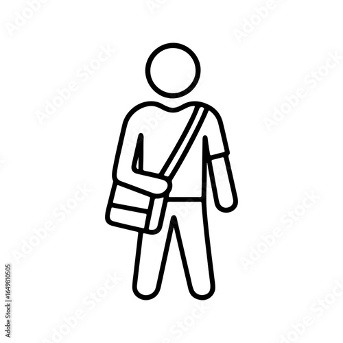 Line icon man with shoulder bag vector on white background
Vector line icon on white background