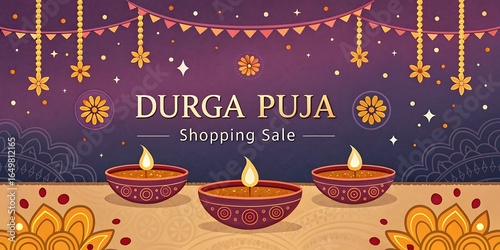 Wallpaper Mural Durga puja shopping sale with festive decorations and lit diyas Torontodigital.ca