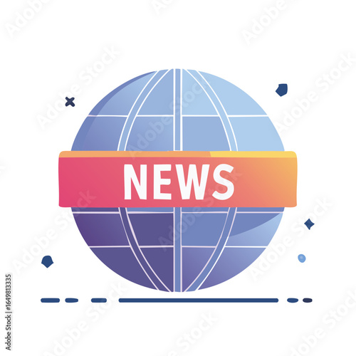 Global News Report Globe, Broadcast Media Communication, Headline Update Banner Graphic