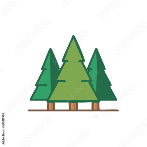 Three Pine Trees Simple Design Evergreen Forest Illustration Wooded Area