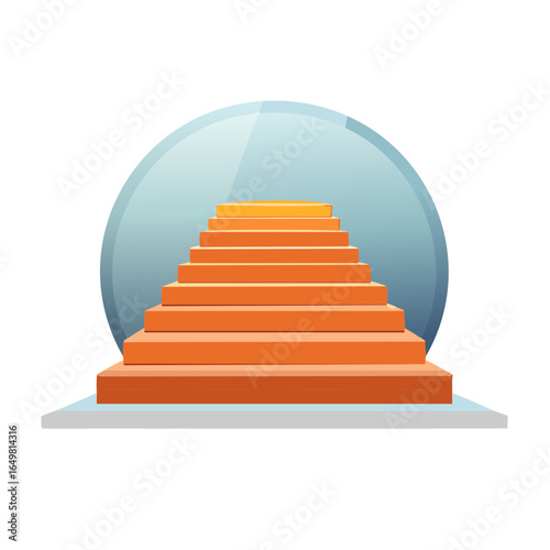 Orange Steps Lead to Translucent Blue Circle Creating Perspective and Ambition with Clean Presentation