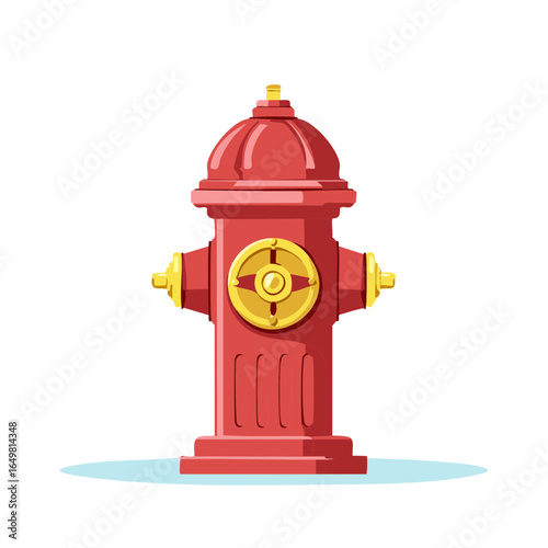 Vibrant Red and Yellow Cartoon Style Fire Hydrant Standing Ready for Emergency Response