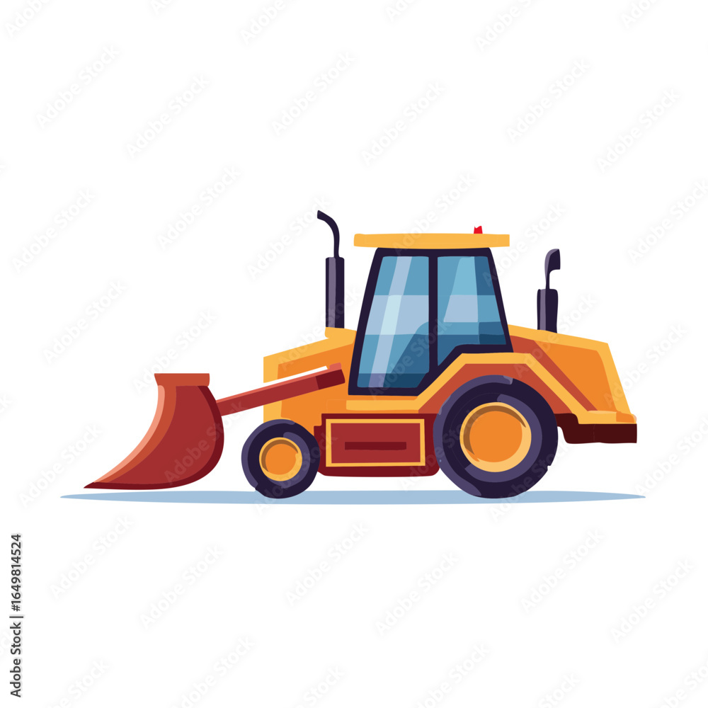 Fototapeta premium Cartoon Yellow Front End Loader with Bucket Up Illustration for Kids Construction Projects