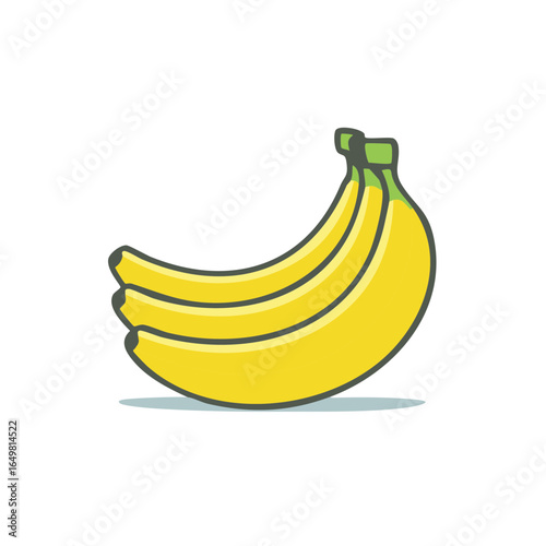 Bunch of Yellow Bananas Illustration with Bold Outline