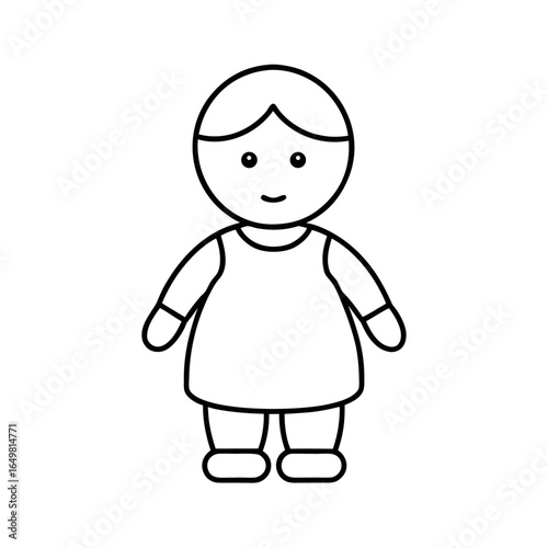 Outline Realistic Baby Doll On White Background