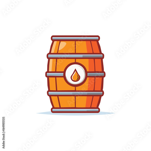 Fuel Oil Barrel Cartoon Style with Oil Drop Label Industrial Storage Tank