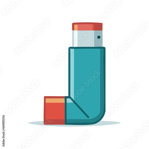 Cartoon Asthma Inhaler: Healthcare Illustration for Respiratory Relief and Medical Treatment