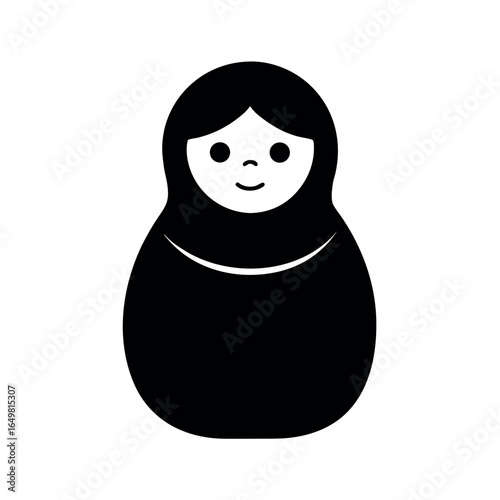 Russian Matryoshka Doll Black Silhouette Vector