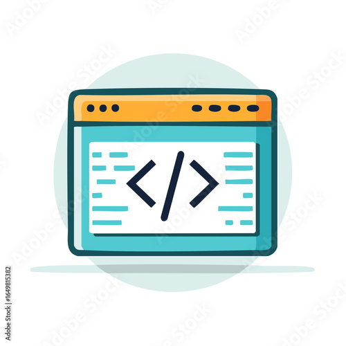 Stylized Graphic of Software Programming Window Displaying Code Tags