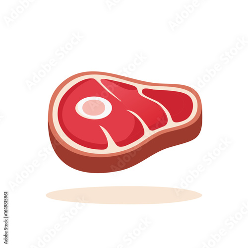 Isolated Cartoon Style Meat Steak with Fat Detail