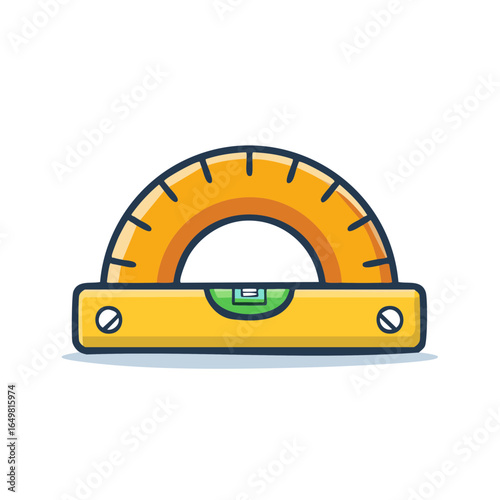 Cartoon Spirit Level with Protractor for Measuring Angles Accuracy and Balance