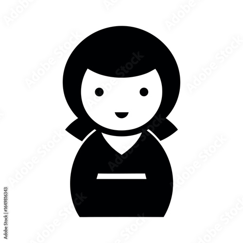 Japanese Kokeshi Doll Black Silhouette Vector