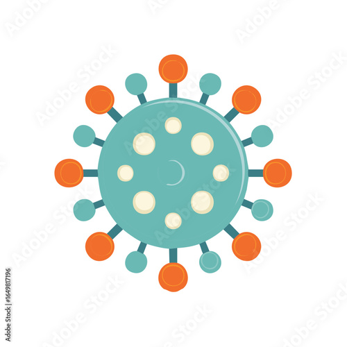 Digital illustration of virus cell structure featuring vibrant colors