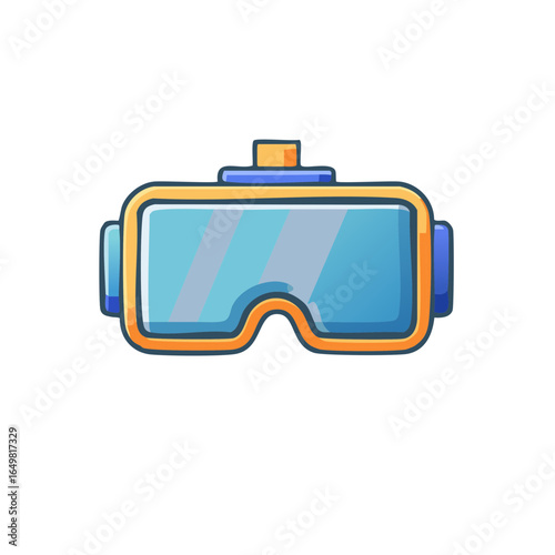 Cartoon VR headset for digital experience with virtual reality technology