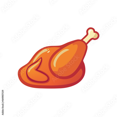 Roasted poultry illustration with a single bone and a vibrant color palette against a clean background