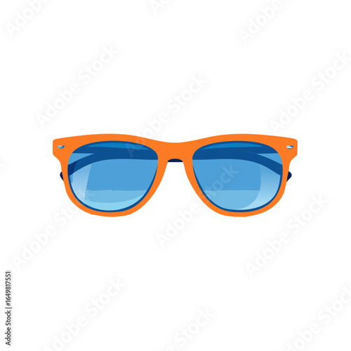 Vibrant orange-framed sunglasses with striking blue lenses, offering sun protection and retro style