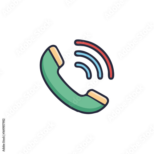 Retro telephone handset with transmission signals, representing communication.