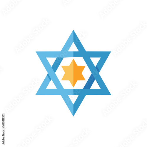 Symbol of Judaism, Star of David icon illustration