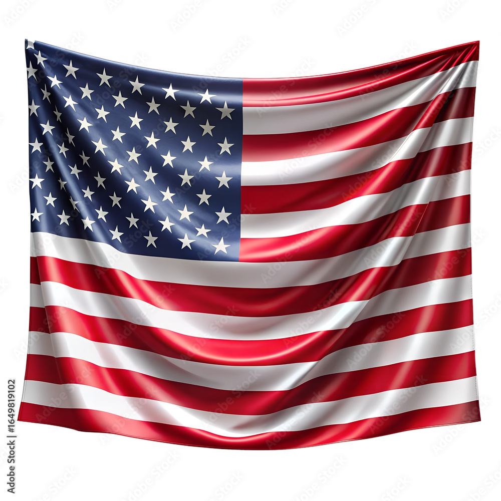Fototapeta premium The american flag, a symbol of freedom and democracy, isolated on transparent background
