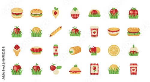 Collection of food icons for healthy menu