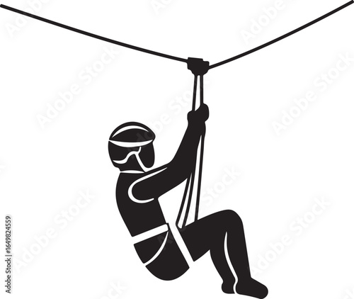 Zipline Silhouette on Transparent Background