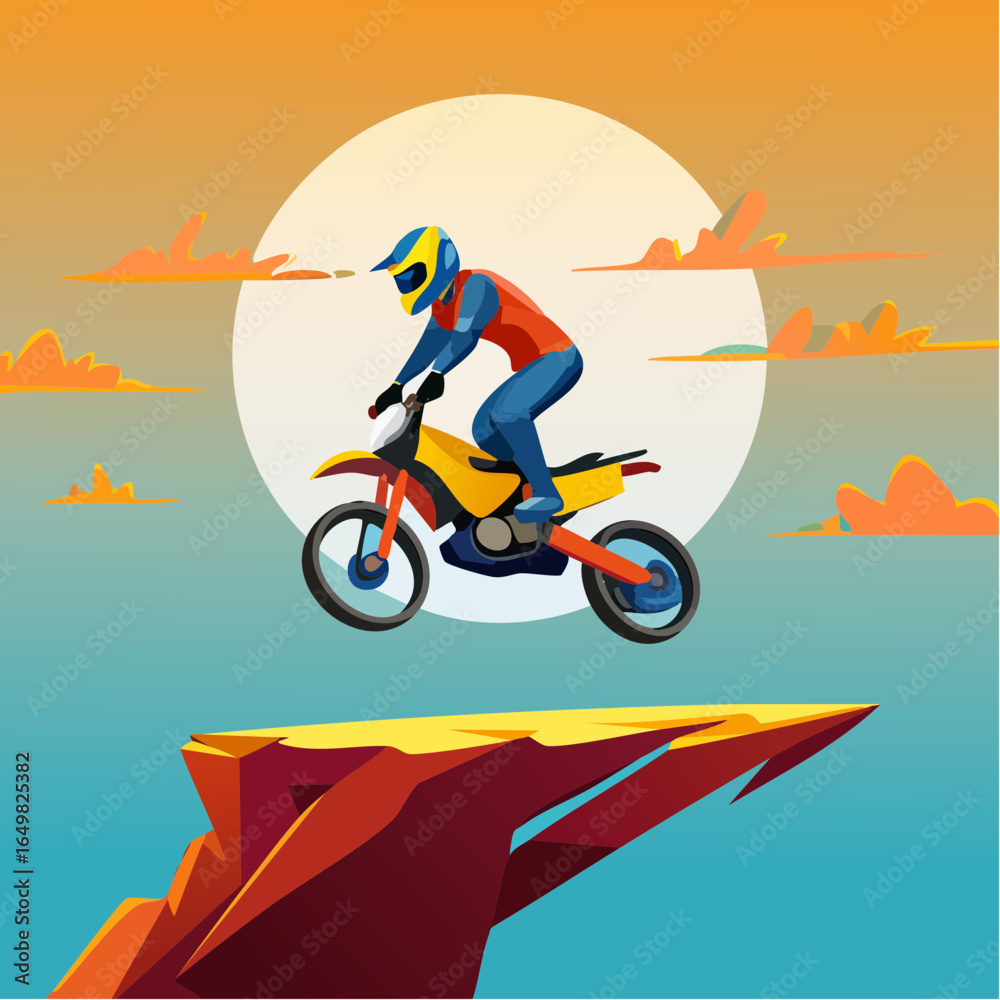 Fototapeta premium man riding a bike