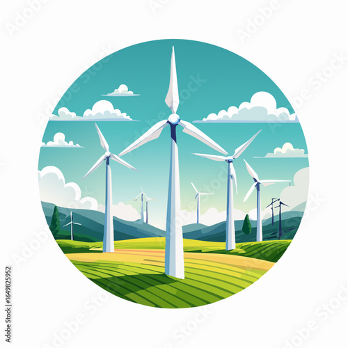 wind turbine on green field