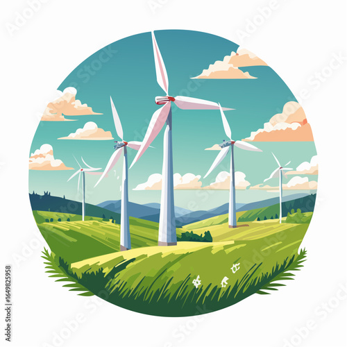 wind turbine on a green field