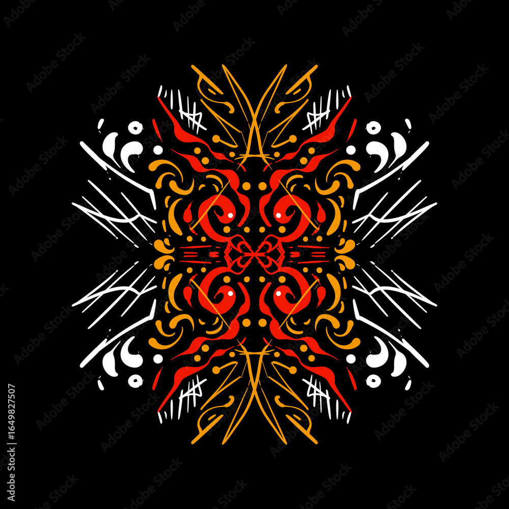 Fototapeta premium abstract background with a flower red yellow ornament 