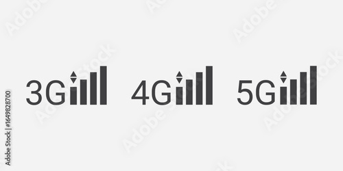 3G 4G 5G Logo Icons – Minimalist Technology Network Vector Set