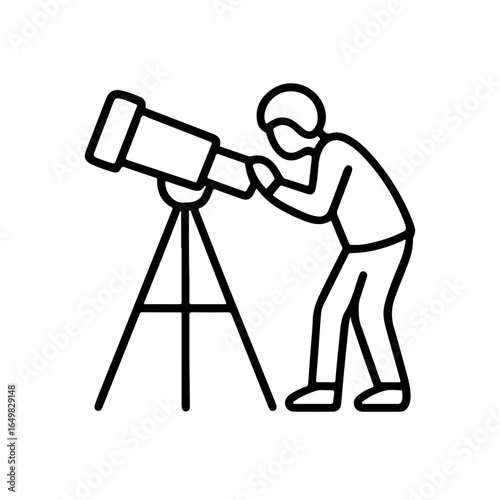 Line icon astronomer at telescope vector on white background
Vector line icon on white background