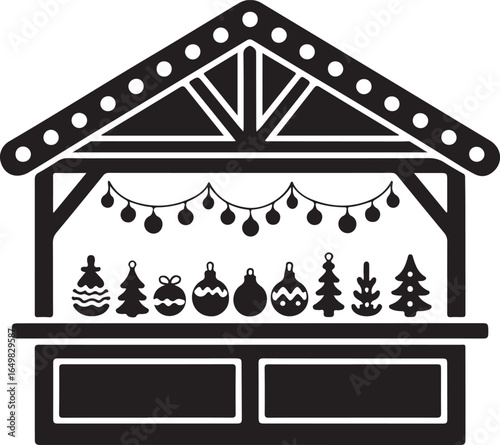 Christmas market stall silhouette vector illustration design
