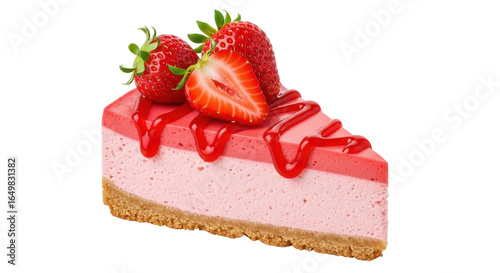 Quadro su tela Isolated Strawberry Cheesecake Slice