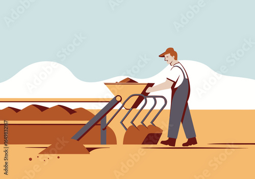 A worker tests a rail with concrete, outdoors. Clear composition, professional setting. Suitable for construction, engineering, and industrial themes. 
