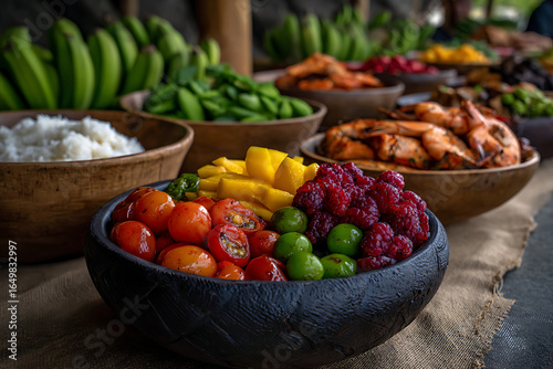 nauruan cuisine, nauruan traditional angam day feast features tropical fruits and seafood on the menu