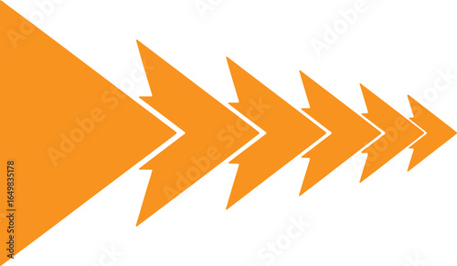 Bold geometric arrow design with vibrant color options