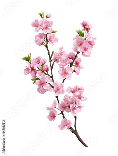 PNG of A delicate branch of pink cherry blossoms showcasing vibrant petals against a clean backdrop.