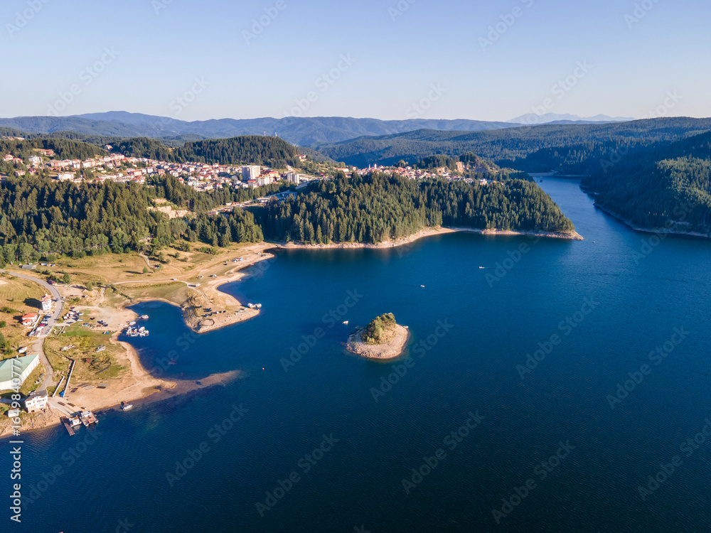 Naklejka premium Summer view of Dospat Reservoir, Bulgaria