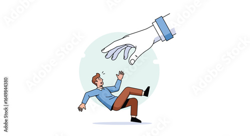 Illustration of a Hand Reaching to Help a Falling Person