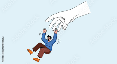 Illustration of a Hand Reaching to Help a Falling Person