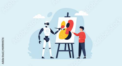 Robot and Human Collaborating on Abstract Art Creation